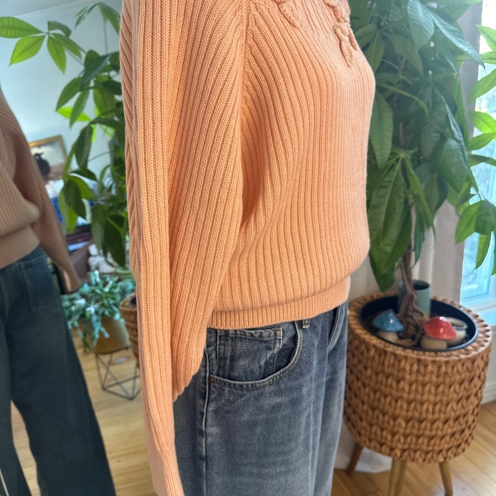Together Soft Pink Knit Sweater with Floral Accents - Picture 5 of 11